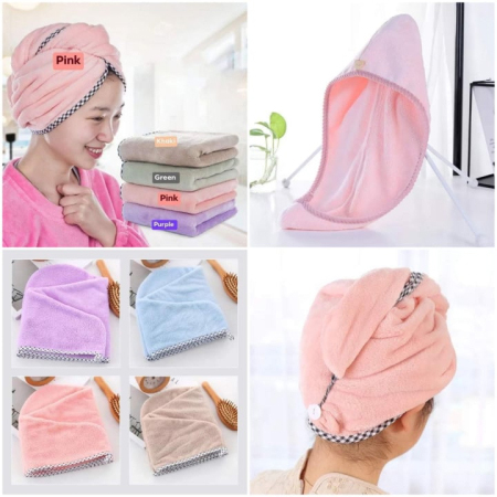 Fast Dry Hair Cap 1PC Microfiber Hair Fast Drying Dryer Towel Bath Wrap Hat Images